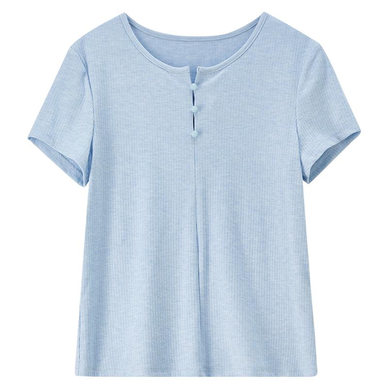 Women's Casual Ribbed Knit Short Sleeve T-Shirt