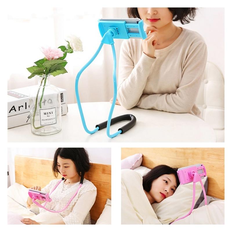 Universal Smartphones Mobile Phone Stand,Hanging on Neck Cellphone Mount Holder, Flexible Lazy Bracket