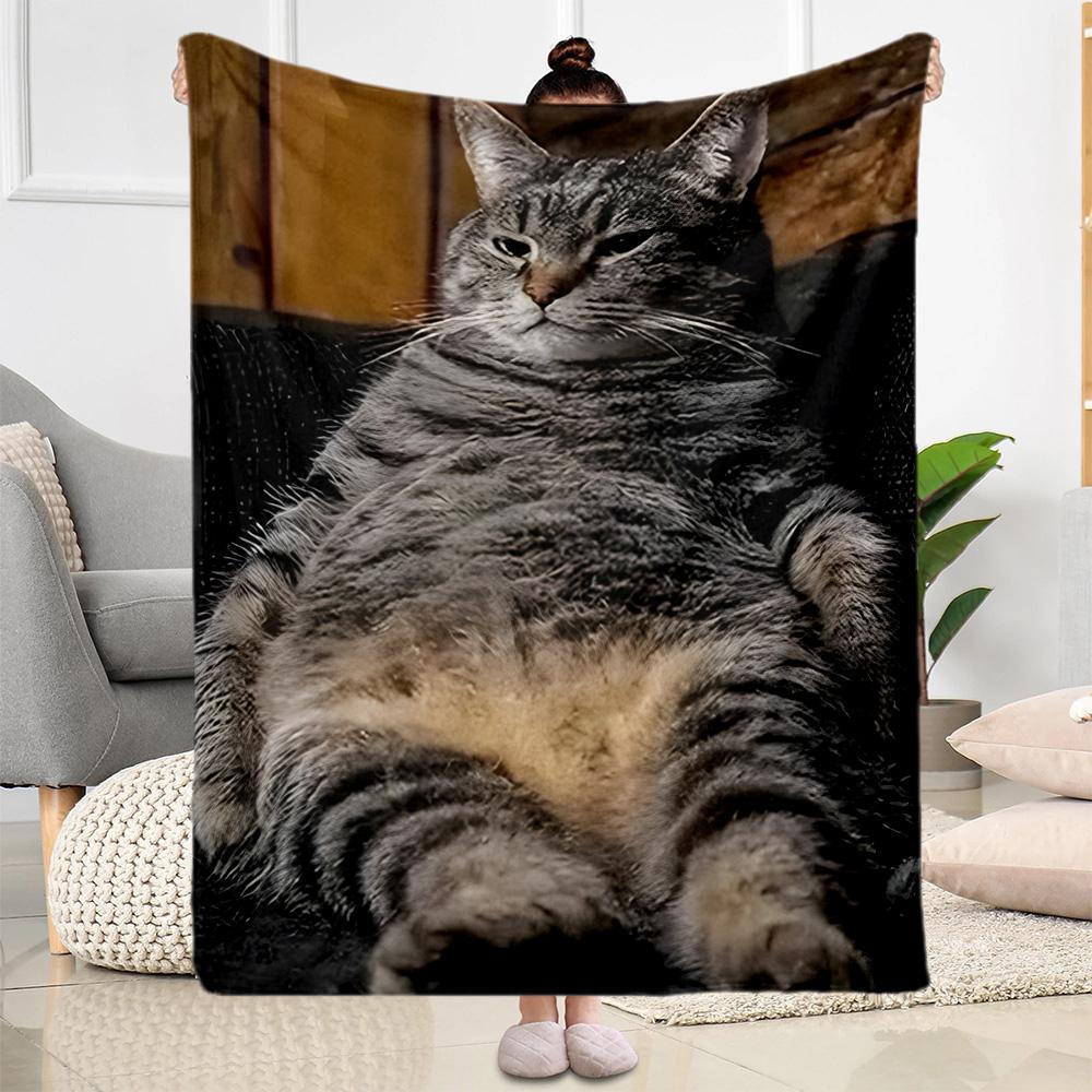 Whimsical Cat Artwork Flannel Blanket,Lightweight,Office Blanket,Sofa Blanket,Comfortable Blanket