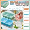 Täckt Silikonisbitsform För Frysning Förvaringslåda Isblockform