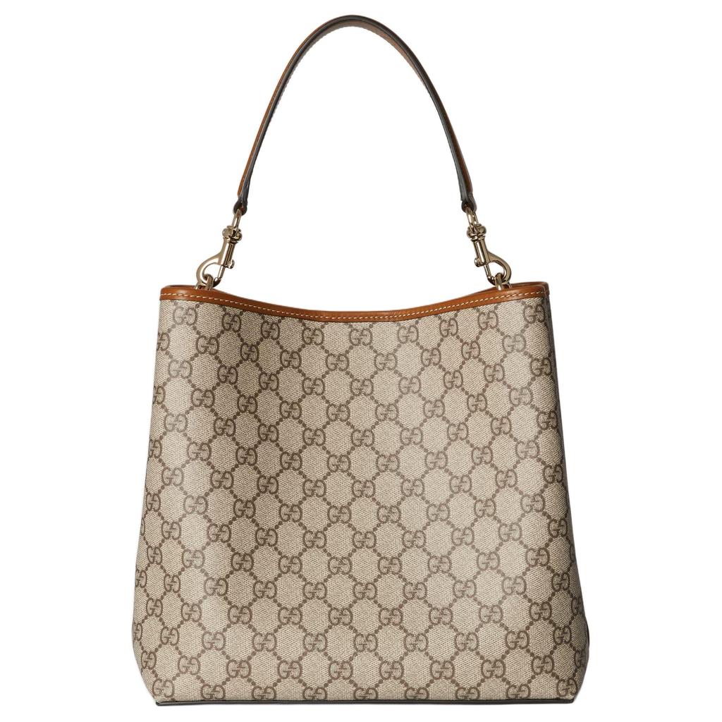 GUCCI GG Emblem GG Monogram Coated Fabric Shoulder Bag, Crossbody Bag, Handbag Small Women's Beige & Dark Brown 815103-FAD6L-9758