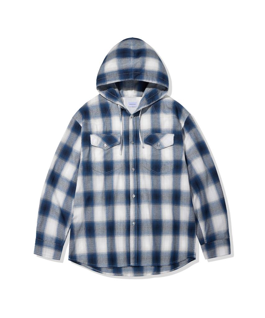 1993STUDIO Ombre Check Western Hoodie_Blau