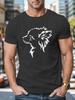 Chihuahua Hund Umriss Grafikdruck Herren Baumwolle T-Shirt Lässig Rundhals Kurzarm T-Shirt
