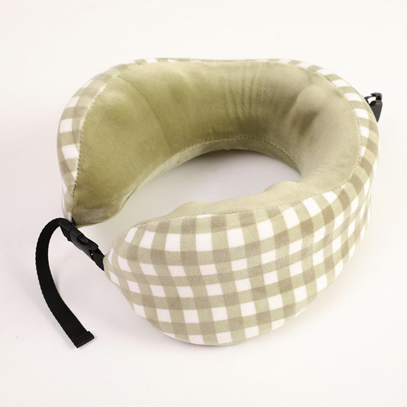 

Storable Travel Neck Pillow: U-Shaped Plaid with Massage Points зелёный