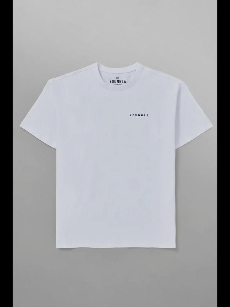 YOUNG LA Men's Loose Fit Cotton T-Shirt - Summer Full Back Print, Short-Sleeved, Round Neck, Casual Fitness Sports Top