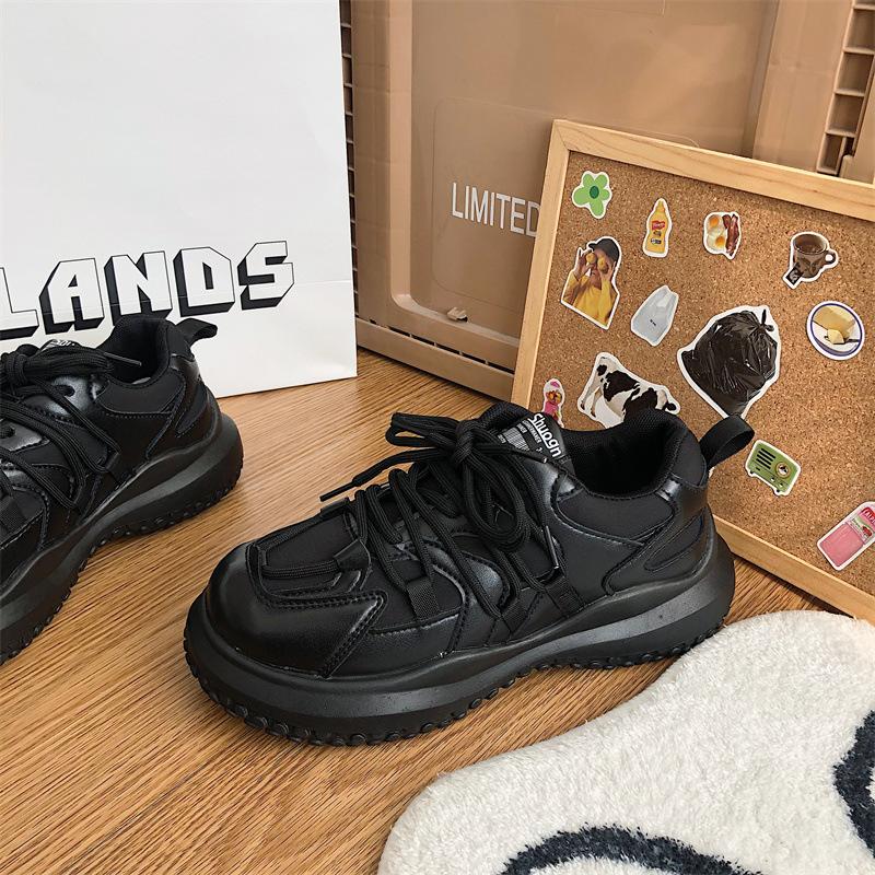 

Black platform heightening shoes women s trendy ins retro new autumn versatile student lightweight sneakers 35 чорний
