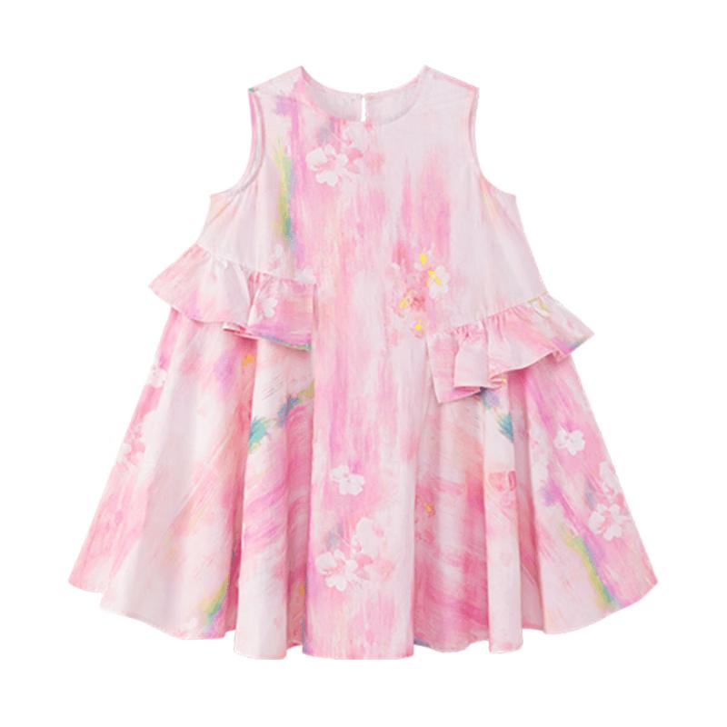 Zuoxi Girls' 2026 Summer Sleeveless Printed Cotton Princess Dress