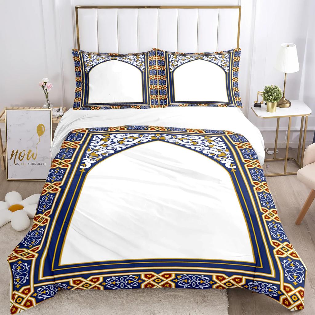 Muslim Prayer Kawaii  Bedding Sets New Greek Key Meander Duvet Cover Sets Bed Linens Queen King Size Modern Geometric Bedspread
