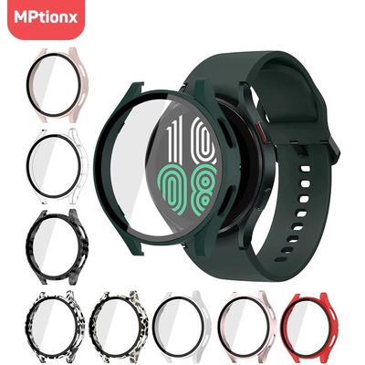 Glas+Mattes Uhrengehäuse für Samsung Galaxy Watch 4 Hülle 44mm 40mm, Rundumschutz Stoßfänger für Galaxy Watch 5/4