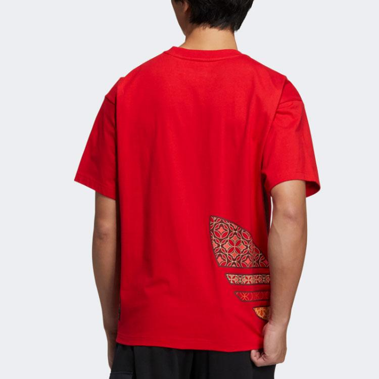 Adidas Originals Clover CNY Year Of The Tiger Limited Edition Logo Print Crew Neck T-Shirt Unisex Tops Red HC0573