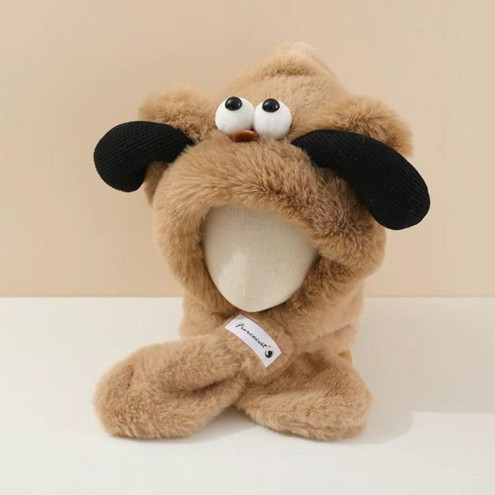 

Plush Pullover Cap Windproof Ear Protection Hat Cute Beanie Hat Kids кавовий