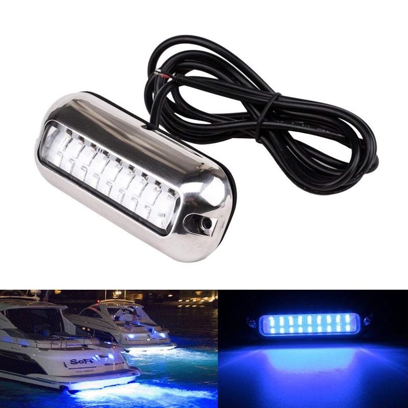 3.5 inch Stainless Light Blue LED Underwater Pontoon Marine Boat Transom Lights