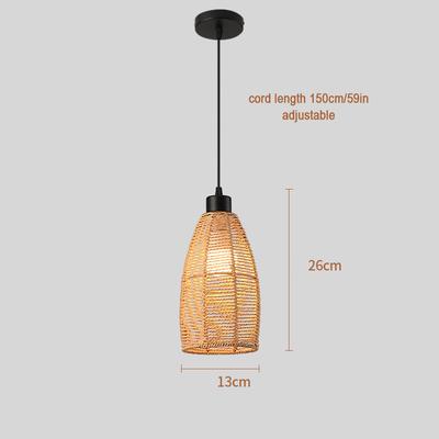 Rattanowy Żyrandol Światło LED Styl Vintage Zen Wisząca Lampa Wisząca do Dekoracji Pokoju Domowego Oprawa Oświetleniowa E27