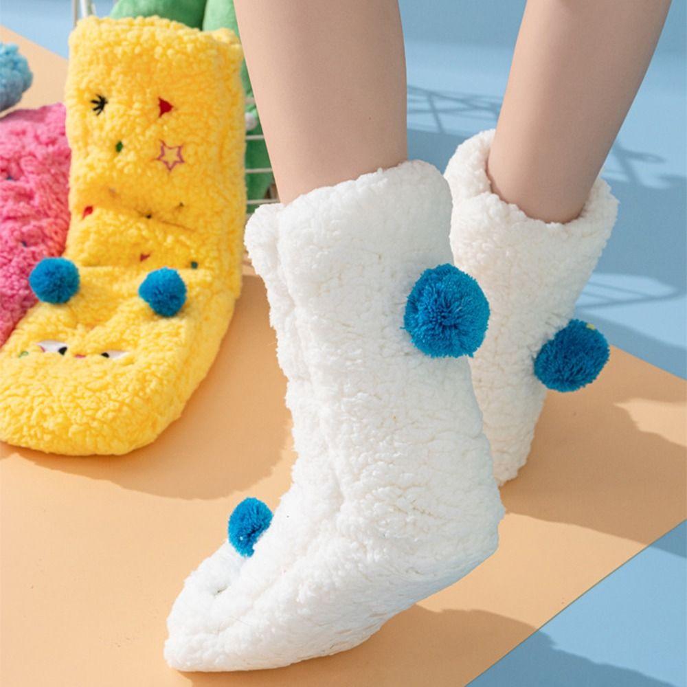 1pair 3D Cartoon Coral Fleece Socks Funny Fluffy Thicken Floor Socks Creative Casual Socks  Winter