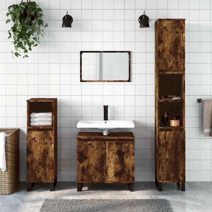 VidaXL Armoire de bain chêne fumé 58x33x60 cm bois d'ingénierie 831593