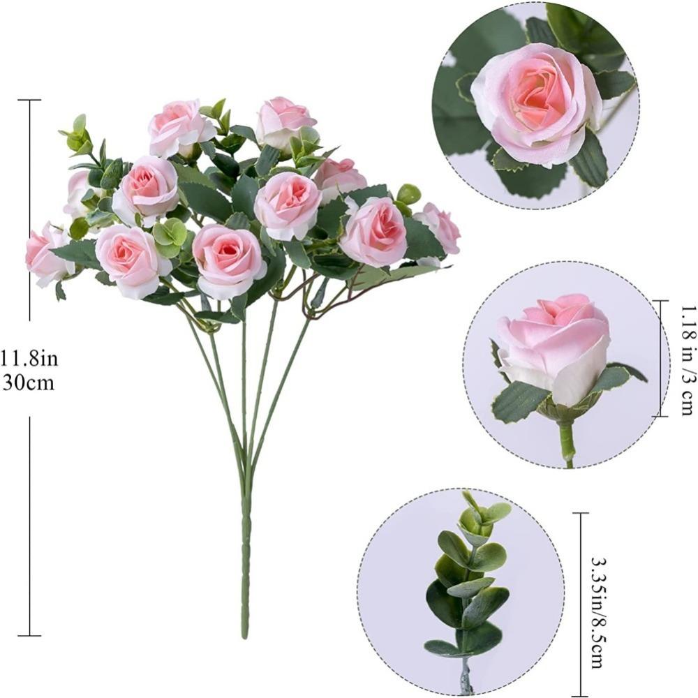 1pz 11 Teste Fiore Artificiale Rosa di Seta Foglie di Eucalipto Bianco Bouquet di Peonie Fiore Finto per Tavolo Matrimonio Festa Vaso Decorazione Casa