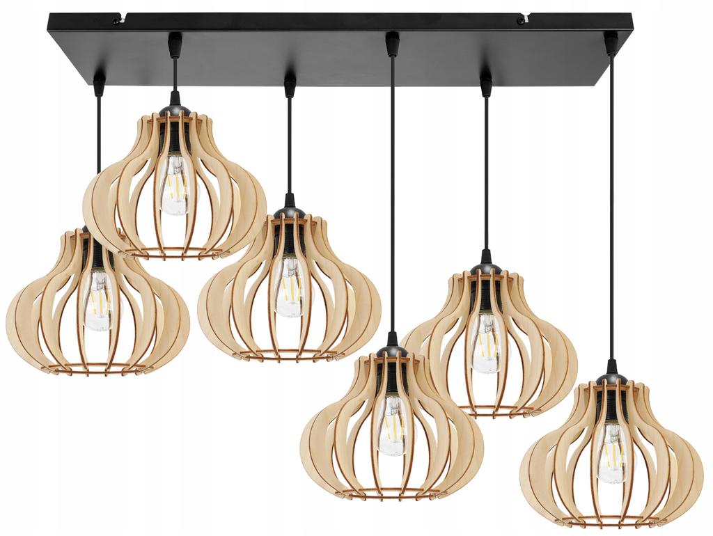 Hanging Lamp, Ceiling Chandelier, Wooden, Led Lampshade