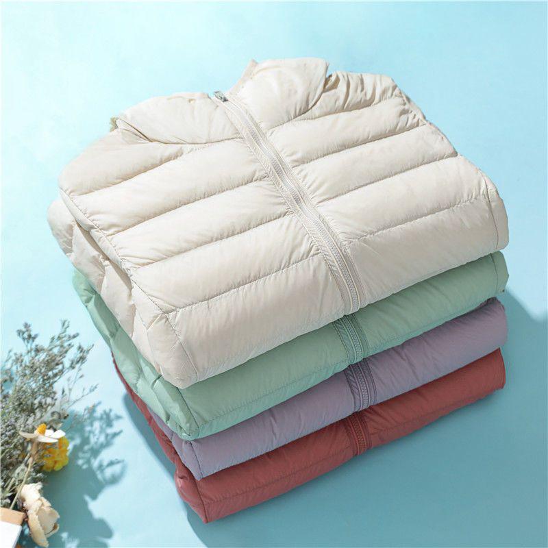 2023 Women's Short White Duck Down Jacket - Lightweight, Hooded, Korean Style, Autumn/Winter, Loose Fit, Stand-up Collar.