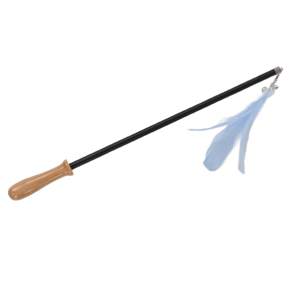 Cat Teaser Wand Retractable Interactive Cat Feather Toy with Bell for Cat KittenBlue