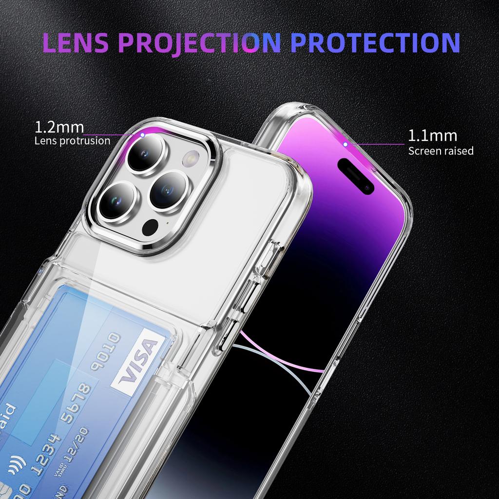 For iPhone 14 Pro Case TPU+Acrylic Anti-drop Phone Cover with Card Holder