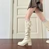 White Pile Boots Women's Autumn and Winter New Boots Women's Thick Heels But Knee Boots Women's Thick-soled Thin Boots