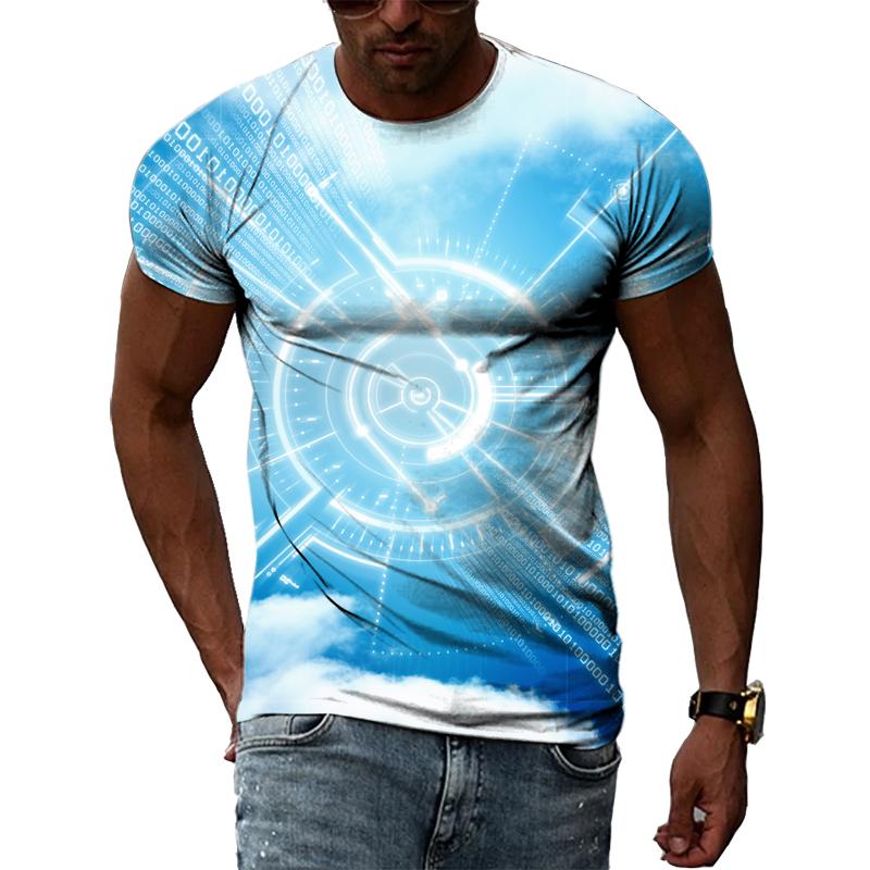 Letní móda Kreativní obrázek Pánské tričko Potištěné personalizované technologické prvky Vyrobeno v Číně Top s kulatým výstřihem a krátkým rukávem