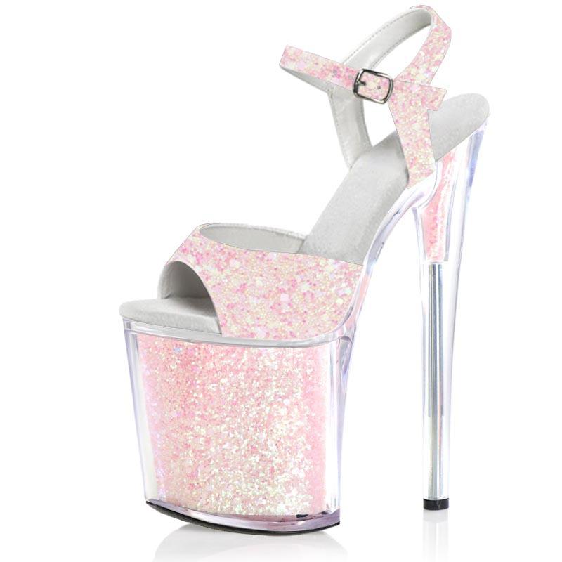 Sandale sexy pentru femei 20CM cu platformă Peep Toe Catwalk Model Pole Dance Tocuri înalte Pantofi de club de noapte Pantofi de striptease