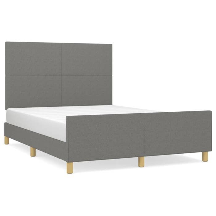 VidaXL Bed Frames with Headboard Dark Grey 140x200 Cm Fabric3124896