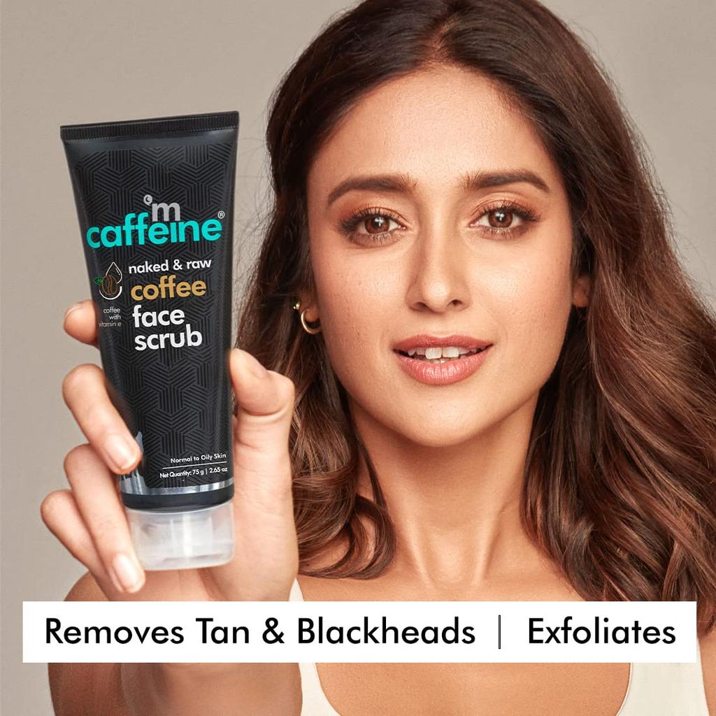 mCaffeine Coffee Face Scrub 75gm Pack of 1 | Exfoliating Tan & Dead Skin Removal Scrub for Women & Men