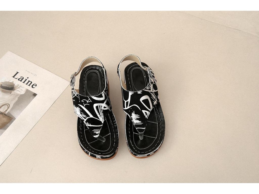 2024 Ethnic Style Plus Size Embroidered Floral Wedge Sandals with Back Strap for Women