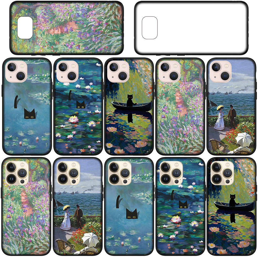 Cover for iPhone 17 16 15 Xiaomi Poco Redmi Note 14 13 12 11 Pro Max Samsung Galaxy S25 S24 S23 OPPO Huawei Art Claude Monet Waterlily Cat Phone Case