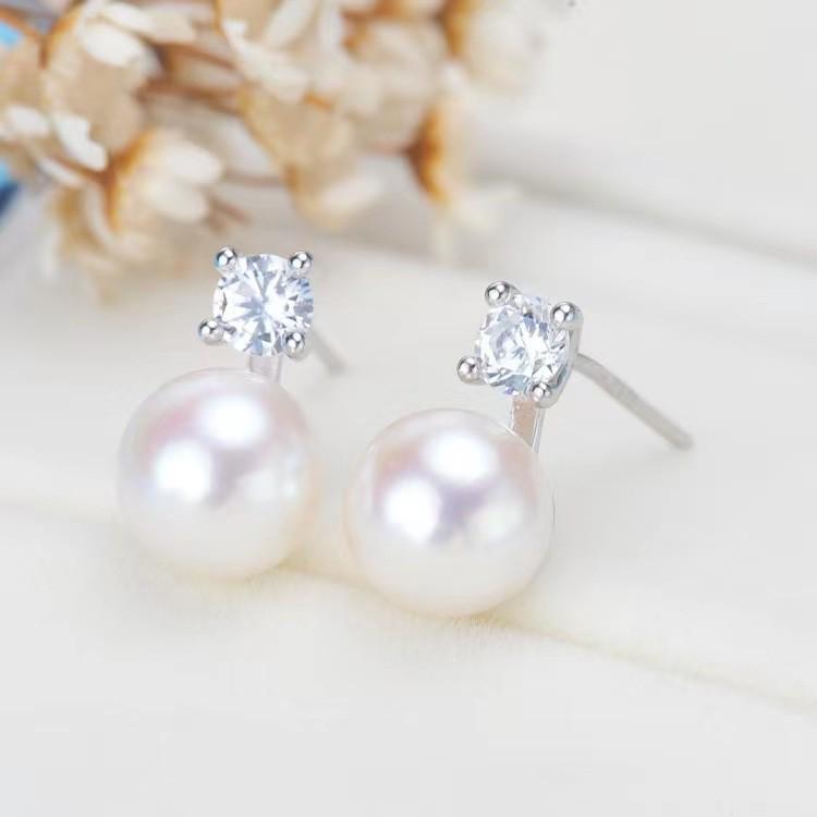 Queen Four-Prong Silver Needle Earrings - DIY Pearl Accessories 14k Gold Silver Needle