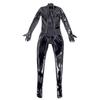 Sexy Women Glove Sleeve Pvc Wetlook Shiny Full Bodysuit Pu Elasitc Sexy Tight Zipper Crotch  Maid Leotard Faux Leather