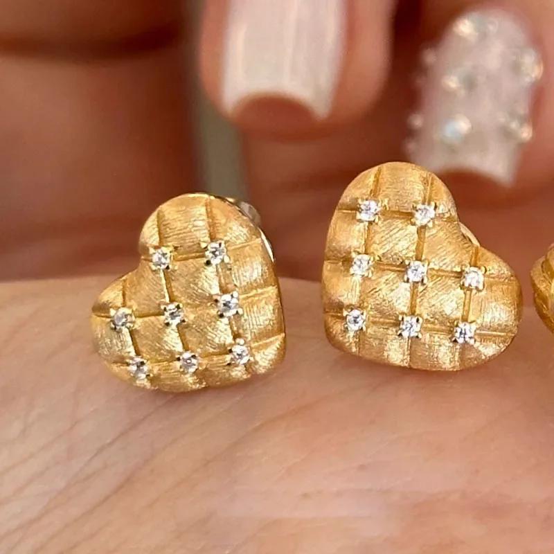 High Quality And Luxury Wire Drawing Heart-Shaped Necklaces Earrings Retro Art Laziness Wedding Accessory Jewelry Sets For Women