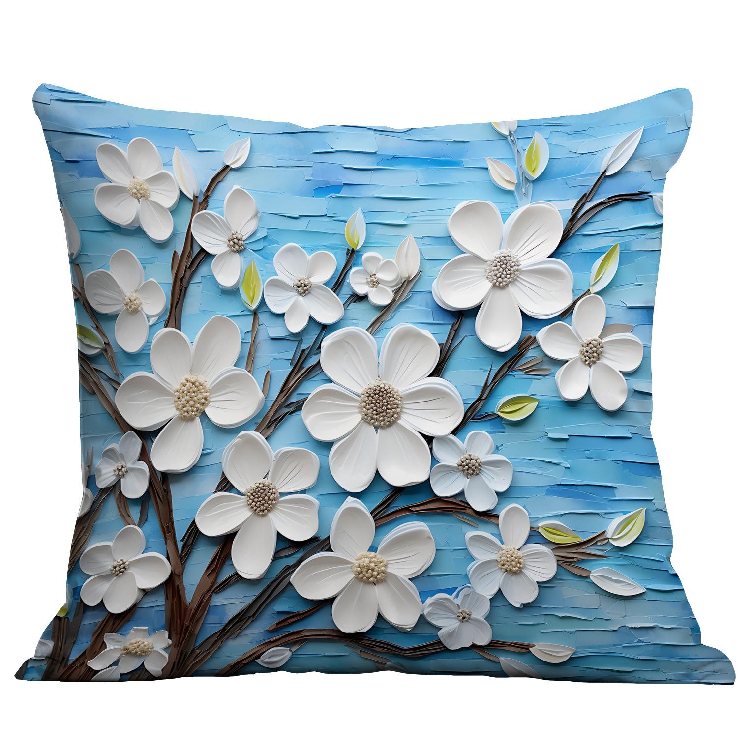 

Новая наволочка с цветочным принтом, имитирующая трехмерный стиль масляной живописи, креативная цветочная, для дома, гостиной, диванной подушки 45 * 45Cm