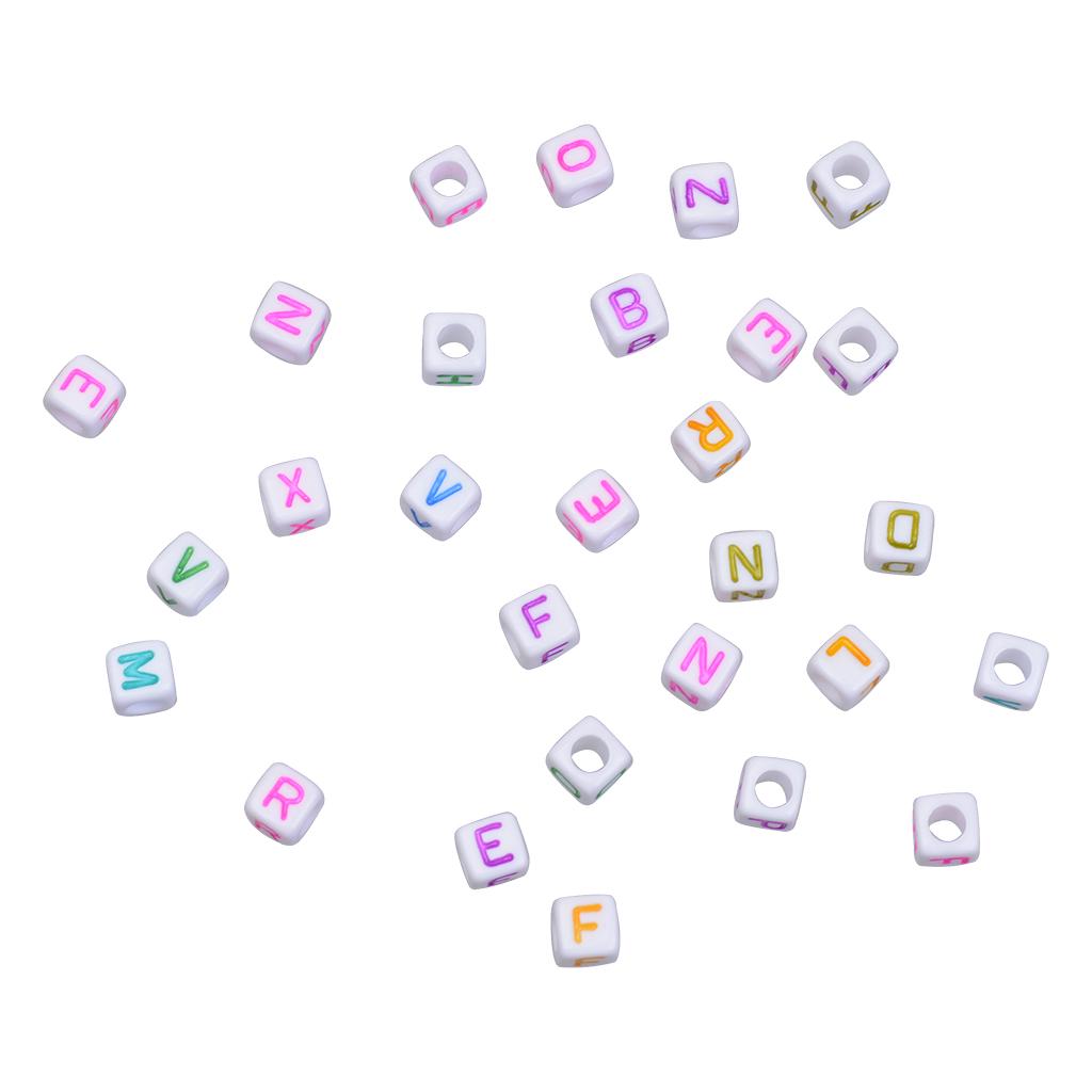 200 stk Mix Square Akryl Alphabet Beads Charms Large Hole DIY Crafts 1