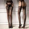 Women's Sexy Fishnet Lingerie: One-Piece Hollow Out Garter Jacquard Leggings Stockings 6057