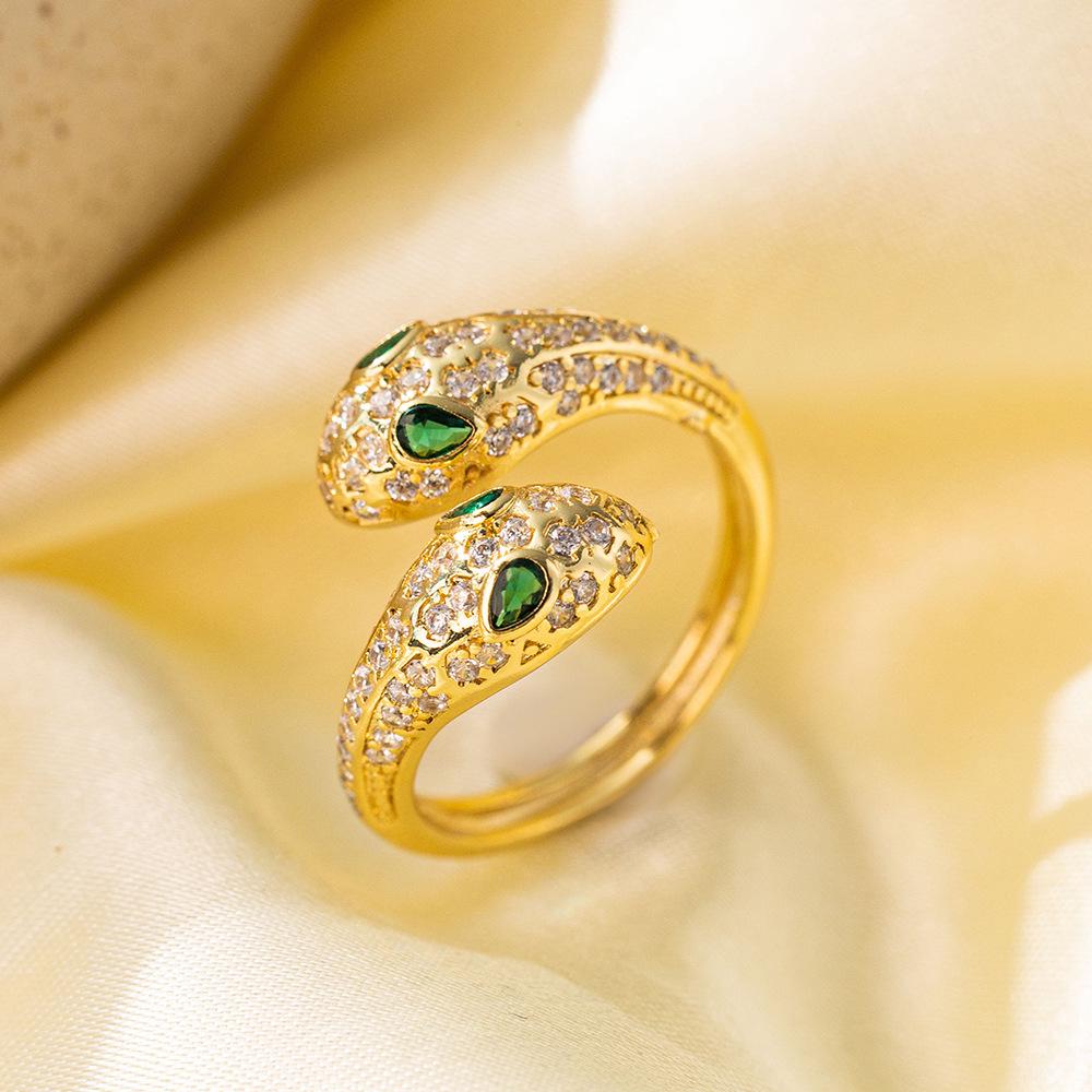 Micro-Inlaid Zircon Fashion Open Ring - Adjustable Luxury Index Finger Jewelry for Women