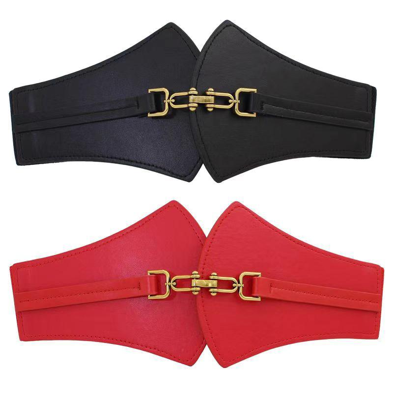 Vintage Pin Buckle Wide Leather Belt Elastic Corset Ladies Dress Suit Waist Belt For Women Waistband Gift