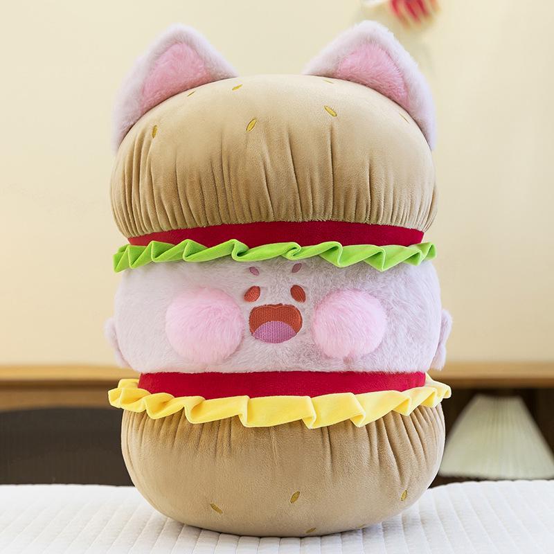 Adorable Dudu Cat Hamburger Plush Toy - Creative Cat Doll Children's Companion Gift