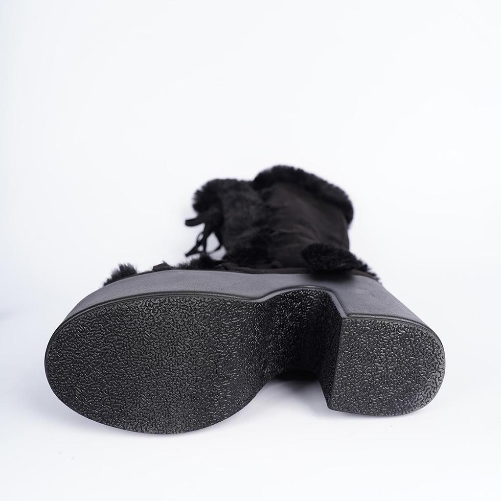 Gothic Lolita Wasserdichte Plateau High Heel Wildleder Schneestiefel - Damen Plüsch Warm Hoher Schaft