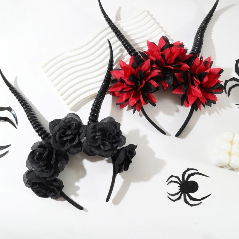 Halloween Devil Horns Headpiece With Comfortable Design Safe Costume Headband For Adults Cosplay Accessory