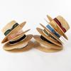 Spring and summer new fashion two-color webbing bow treasure grass wide brim flat top hat outdoor shopping sun protection straw hat