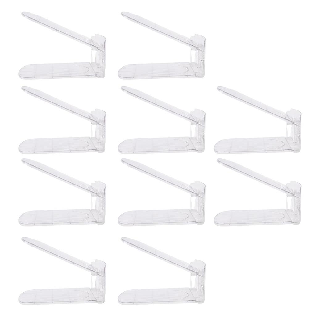 10 Stück Schuhschlitze Organizer Verstellbar Transparent Doppelschichtig Stapelbarer Schuhständer für Zuhause Wohnheim Transparent Weiß