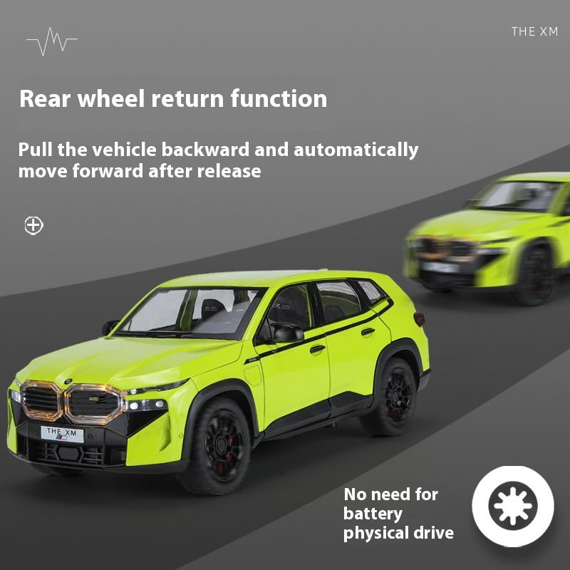 1/24 BMW THE XM Alloy Car Model Toy Metal Die Cast Off-Road Vehicle Sound Light Pullback Function SUV Car Boy Gift