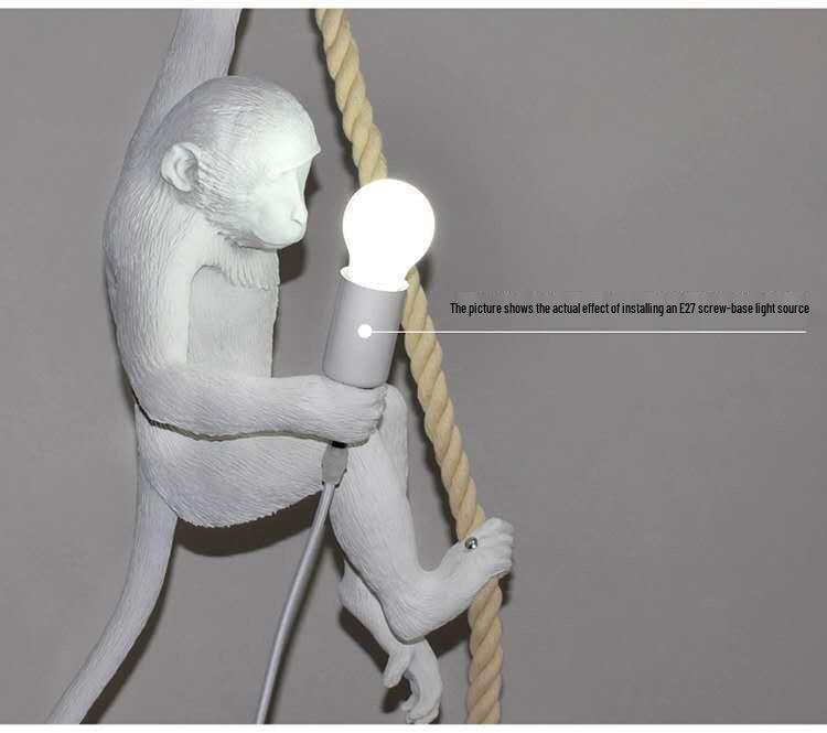 Industrial Style Monkey Lamp: Creative Hemp Rope Pendant for Restaurant, Kids' Room, or Store Display
