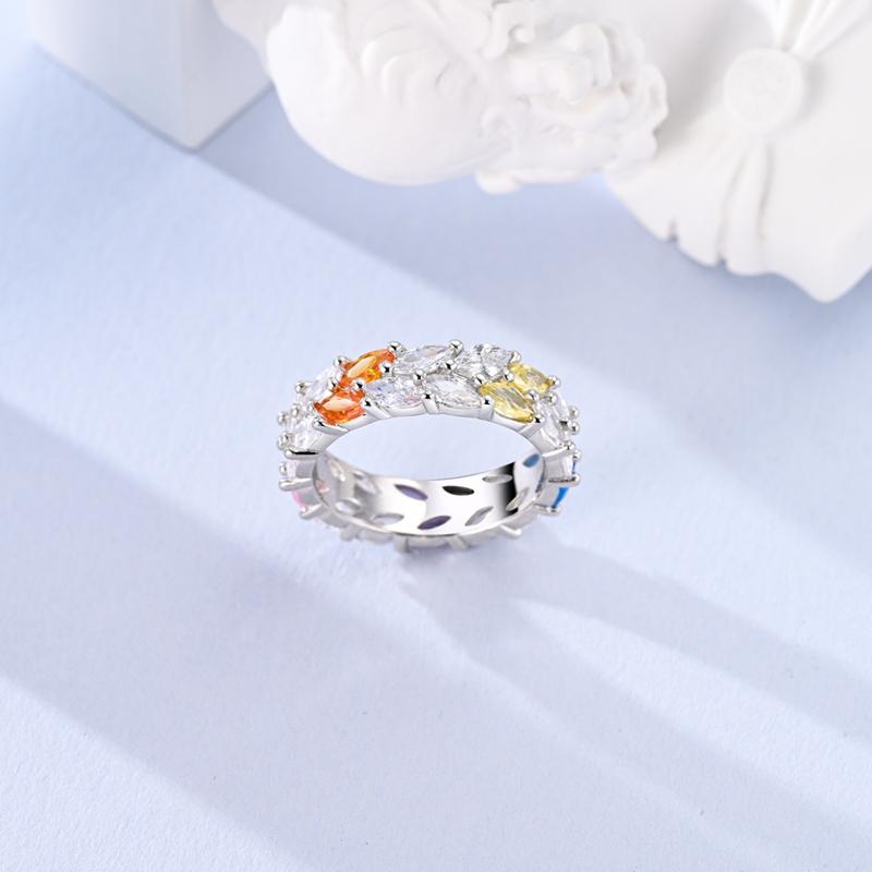 Rings For Women 925 Silver Heart Shaped Cross Crown Rings Sparkling Colorful Zircon Wedding Engagement Jewelry Gifts