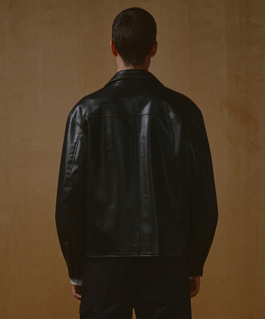 Musinsa Standard Faded Synthetic Leather Drizzler Jacket [Black]