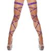 Damen Sexy Strümpfe Punk Goth Ausgeschnitten Bandage Nylonstrümpfe Pole Dance Sexy Unterwäsche Weiblich Sexy Dessous Beinharnisch