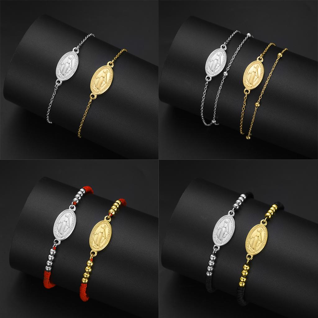 Virgin Mary Bracelets Stainless Steel Mysterious Talisman Bracelet for Women Men Double-sided Amulet Jewelry Gifts